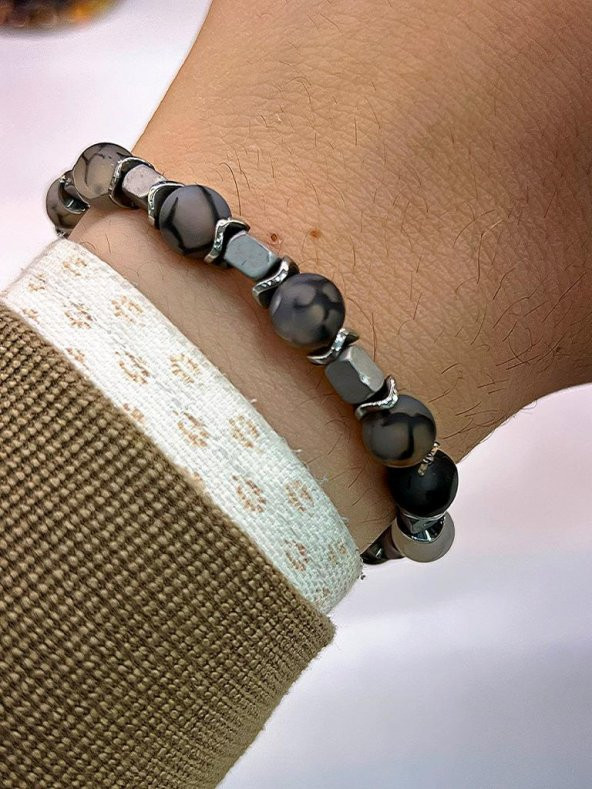 Doğal Taş Unisex Azurit,Hematit,Taşı Doğaltaş Bileklik