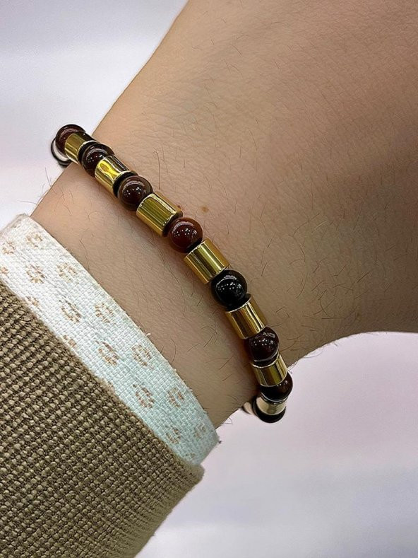 Doğal Taş Unisex Azurit,Hematit, Taşı Doğaltaş Bileklik