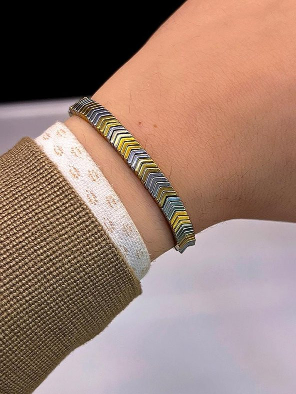 3.Lü Unisex Hermes-Hematit Ok Seri Spor Yeni Tasarım Makrome Örgülü Ayarlanabilir Bileklik - 2