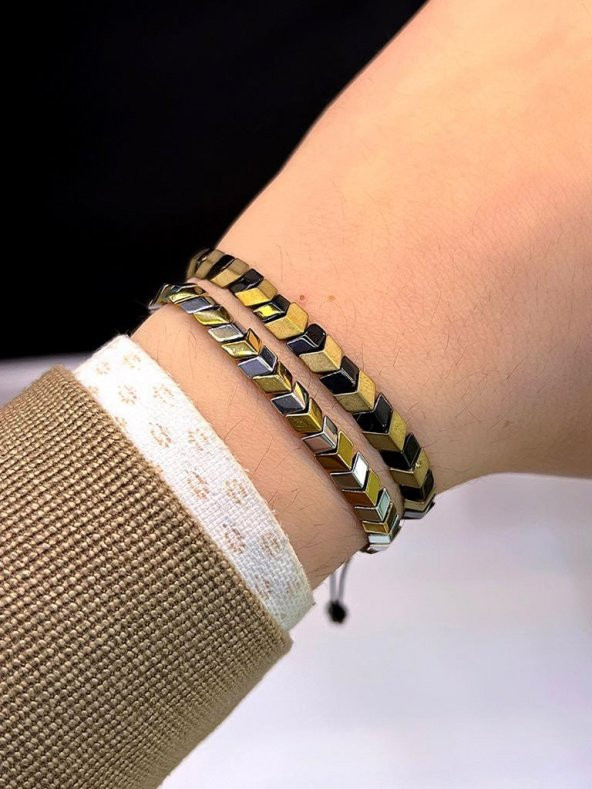 2 Lİ Unisex Ok Seri Spor Yeni Tasarım Makrome Örgülü Ayarlanabilir Bileklik