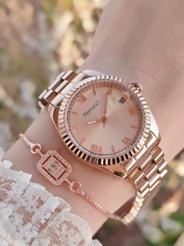 BLKT.2.244 Ferrucci Kadın Kol Saat 30 Mt Suya Dayanıklı Çelik Kordon Kararmaz Renk Atmaz+Bileklik ürün görseli