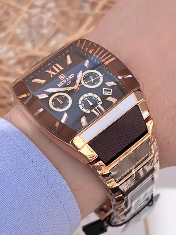 A141132 Reward  İyon Kaplama Kasa Deri Kordon 3 Atm Suya Dayaknıklı Erkek Kol Saati - Resim 2