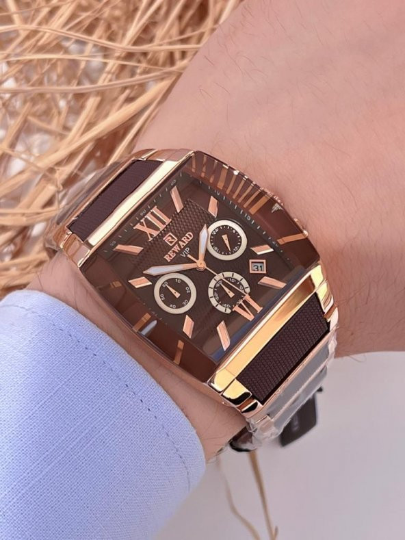 A141132 Reward  İyon Kaplama Kasa Deri Kordon 3 Atm Suya Dayaknıklı Erkek Kol Saati - Resim 4