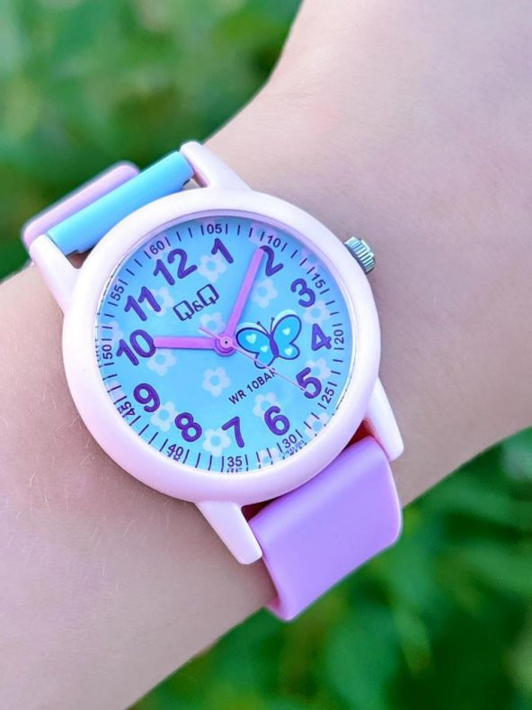 VR28S.AL Q&Q Silikon Kordonlu 10 Atm Su Geçirmez Unisex Çocuk Kol Saati - Resim 3