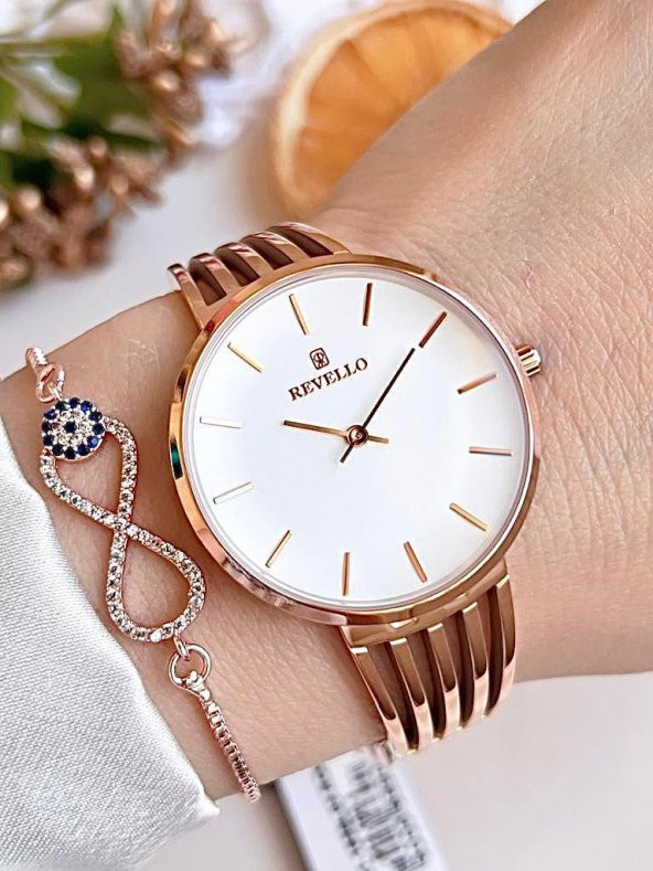 BLKT.2.615 Revello Elite Model Bronz/Rose Özel Renk 30 Mt Su Geçirmez+Bileklik Lady Wristwatch ürün görseli