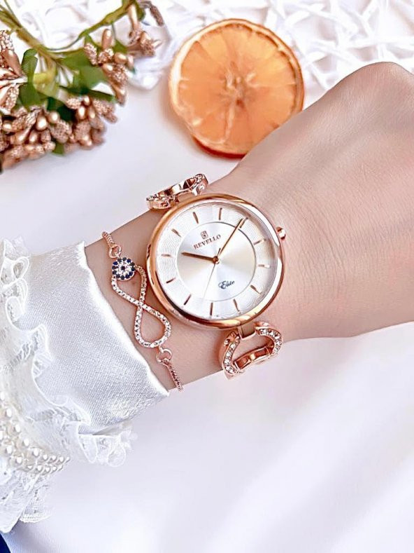 BLKT.2.616 Revello Elite Model Bronz/Rose Özel Renk 30 Mt Su Geçirmez+Bileklik Lady Wristwatch - 3