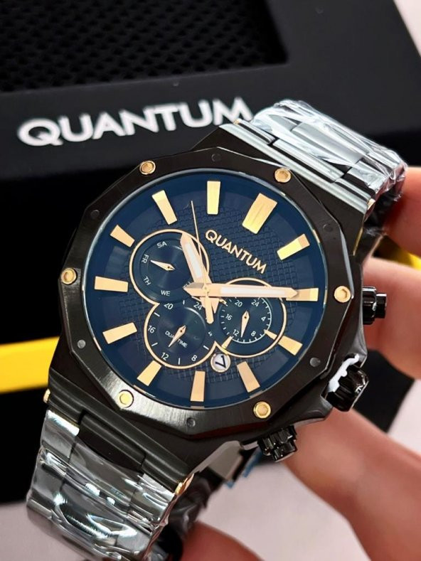 BLKT.2.631 Quantum 10 Atm Su Geçirmezlik Çelik Kordon Kararma Renk Atma Yapmaz Kol Saati+Bileklik - Resim 2