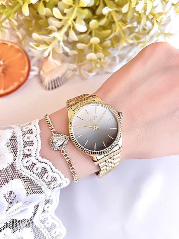 BLKT.2.721 Lee Cooper Elite Seri Çelik Kordonlu 3 Atm Suya Dayanıklı Kadın Kol Saati+Bileklik - Resim 3