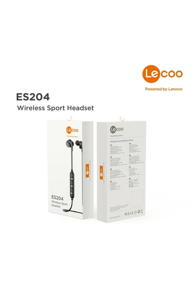 Lecoo Lenovo ES204 Boyun Bantlı Bluetooth 5.0 Kablosuz Mikrofonlu Kulak Içi Kulaklık Siyah - 5