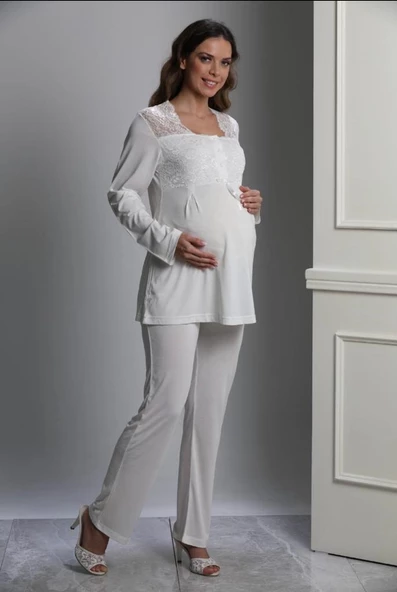 Nehirsel 3018 Hamile Lohusa 3 Lü Pijama Sabahlık Tk - Resim 3