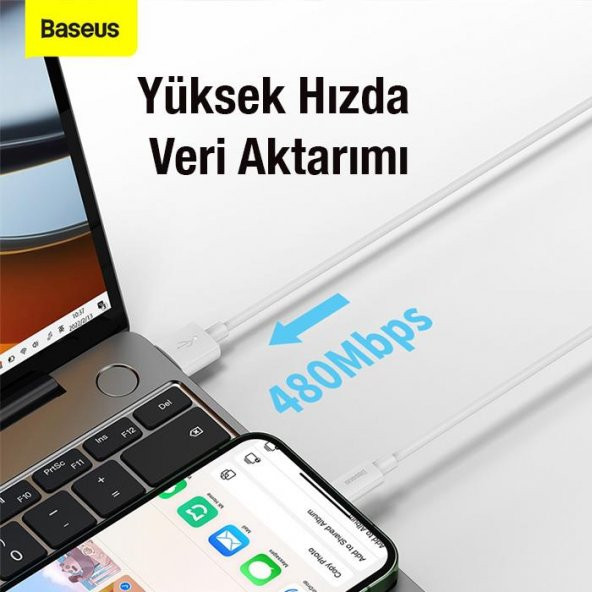 Baseus Süper Şarj 1 Metre USB to İphone Şarj Kablo İphone 11 12 13 14 Pro Max Şarj Kablosu - 4