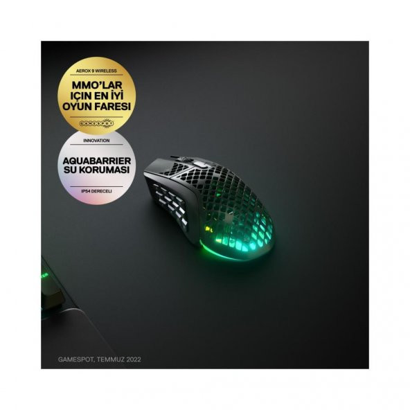 SteelSeries Aerox 9 Wireless Optik Oyuncu Mouse - TEŞHİR - Resim 2
