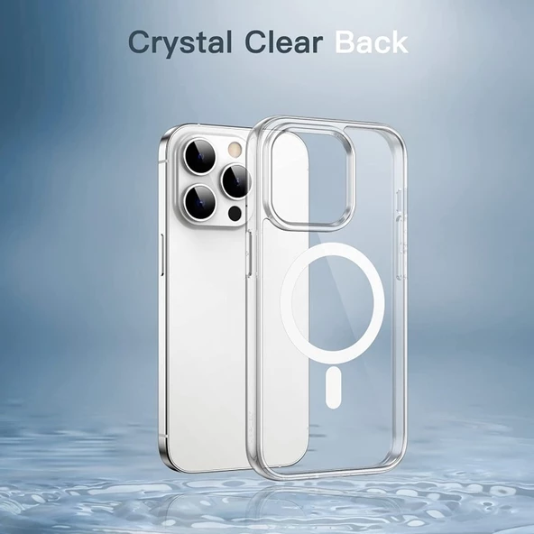 Apple iPhone 15 için Magsafe ile uyumlu Kılıf Sert PC Şeffaf Kapak Embos - 2