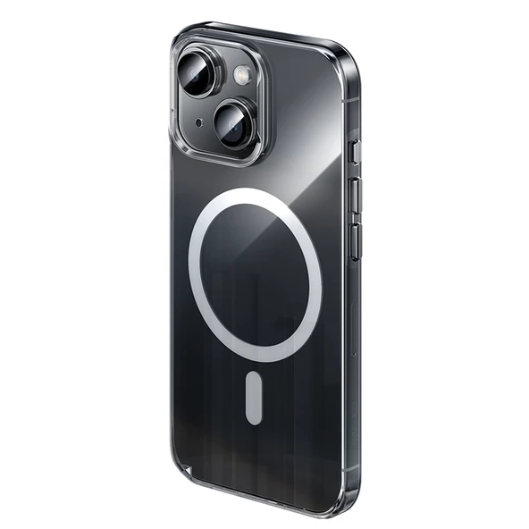 Apple iPhone 15 için Magsafe ile uyumlu Kılıf Sert PC Şeffaf Kapak Embos