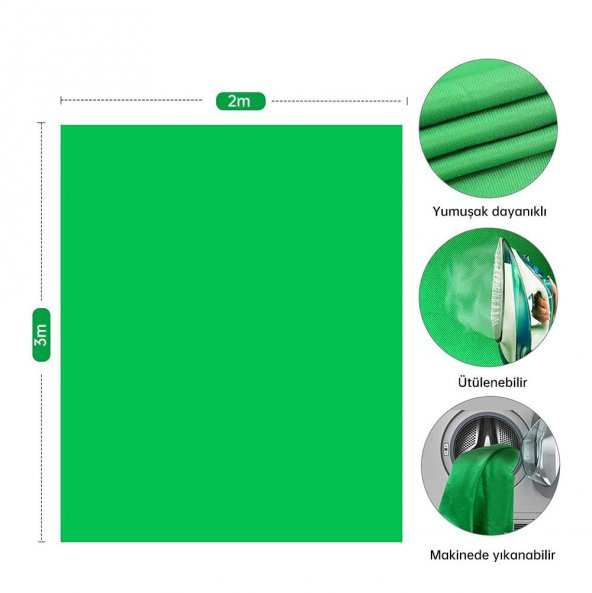 Cazipshop Youtube çekimleri için 2x3m Greenbox Yeşil Fon ve Fon Standı - 5