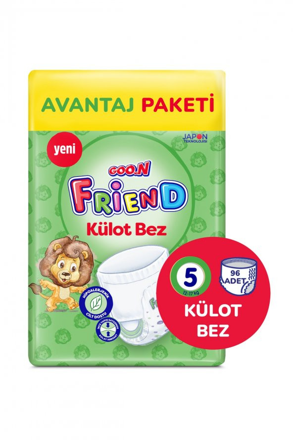 Goon Friend 5 Numara Külot Bebek Bezi Fırsat Paketi - Cilt Dostu - 96 Adet