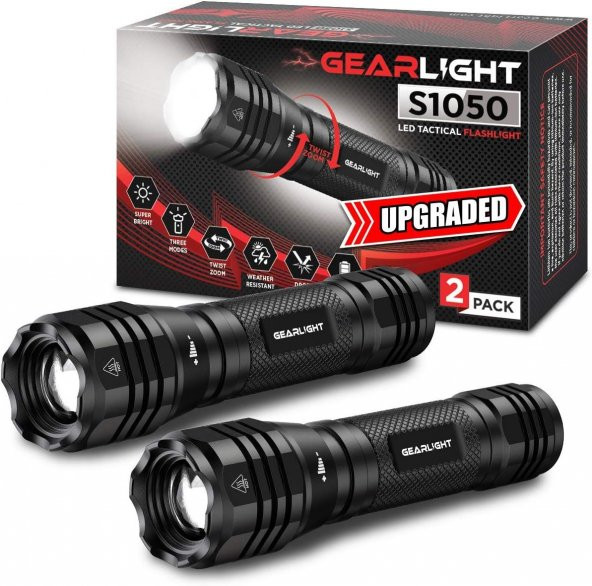 GearLight S1050 LED Taktik El Feneri [2li Paket]