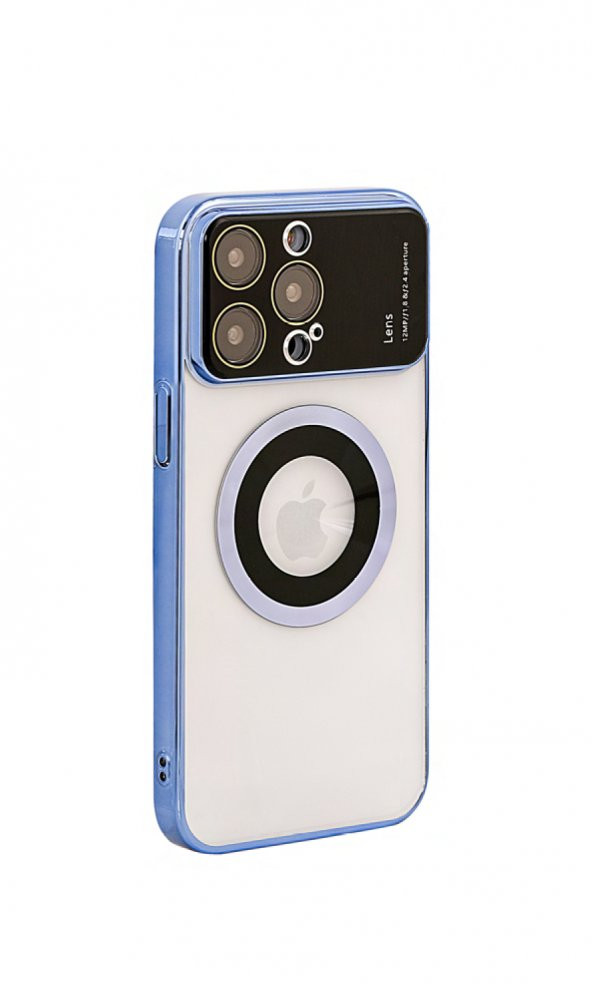 İphone 12 Pro Max Mika Kamera Korumalı Magsafe Telefon Kılıfı Mavi