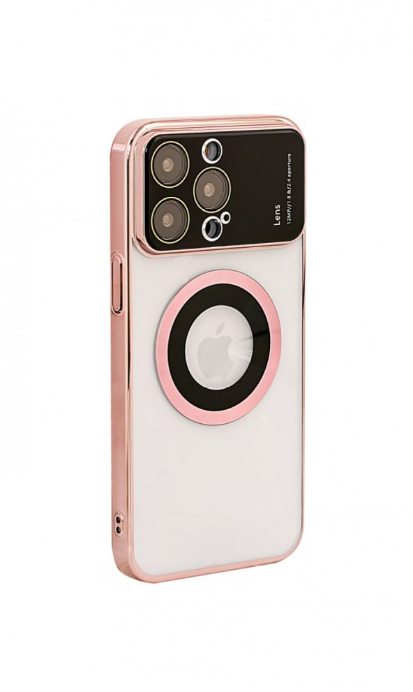 İphone 14 Pro Max Mika Kamera Korumalı Magsafe Telefon Kılıfı Gold
