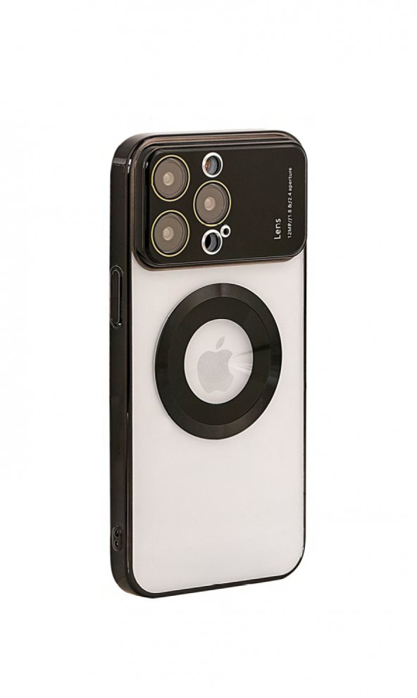 İphone 12 Pro Max Mika Kamera Korumalı Magsafe Telefon Kılıfı Siyah