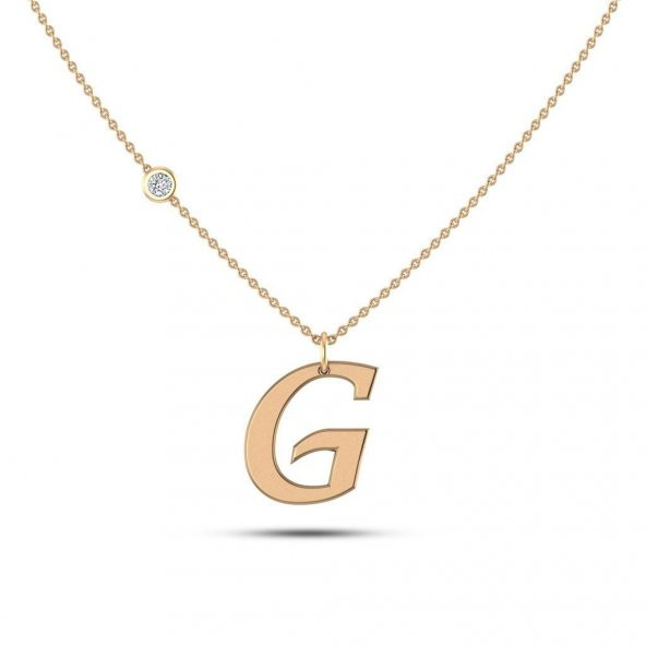 Pırlantalı G harf altın kolye