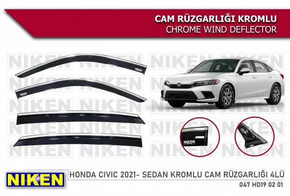 HONDA CİVİC 2021 2022 2023 2024 ARACA ÖZEL KROMLU CAM RÜZGARLIĞI NİKEN