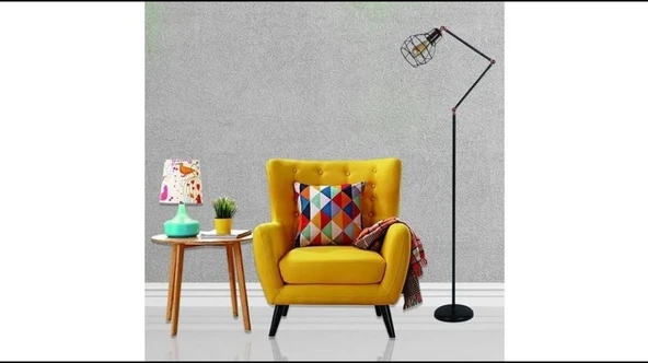 Rsylight Akrobatik Mafsallı Retro Rustik Kafesli Siyah Köşe Lambası Lambader