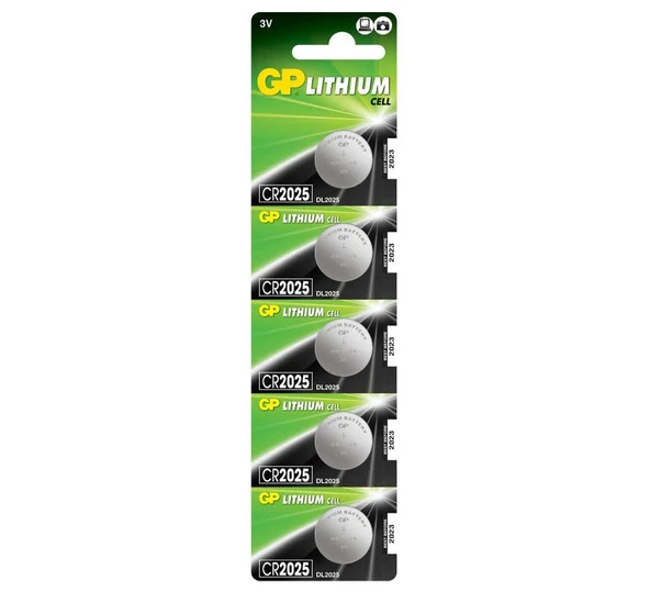 Gp Cr2025 Pil Düğme 3V 2025 (Beşli Paket)