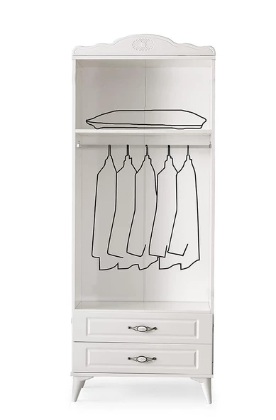 Sahra 2 Kapılı 2 Çekmeceli Gardrop Elbise Dolabı 80x48x210cm - 2