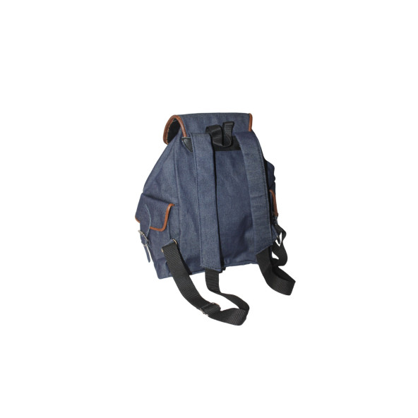 MEBES Kot Kumaş (Jean) Sırt Çantası 3 Cepli Lacivert-Siyah Garnili - 5