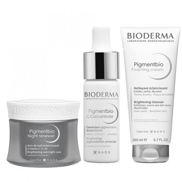 Bioderma Pigmentbio Leke Serisi | Gece Kremi + Serum + Temizleme Jeli Orijinal Boy