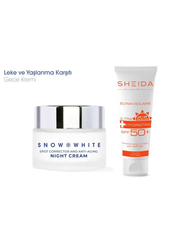 Sheida Snow White Gece Krem | Sheida Güneş Kremi 75 Ml - Leke Bakım Seti 2
