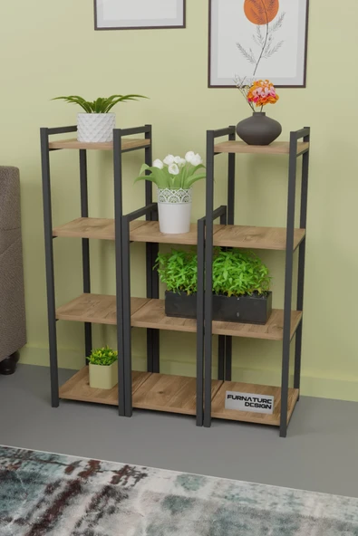 Metal Dekoratif Çok Amaçlı Raf 11 Raflı Banyo Mutfak Rafı Çiçeklik Organizer Atlantik Çam ürün görseli