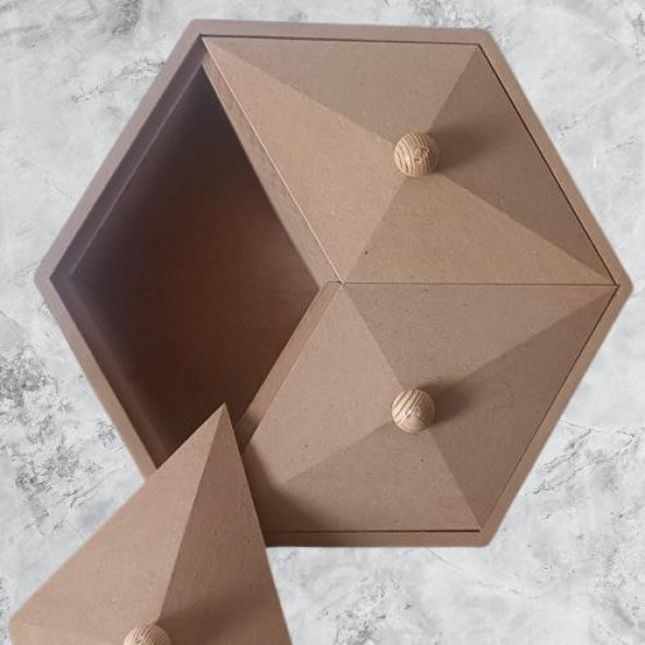 Hobi Adn 90251 Piramit Kutu Dekoratif Ahşap MDF HAM CNC Kesim El Yapım