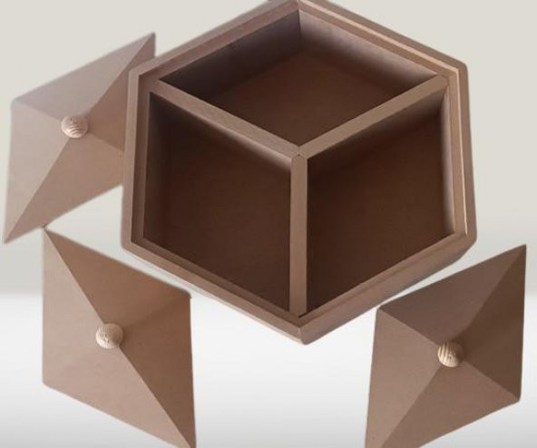 Hobi Adn 90251 Piramit Kutu Dekoratif Ahşap MDF HAM CNC Kesim El Yapım - 4
