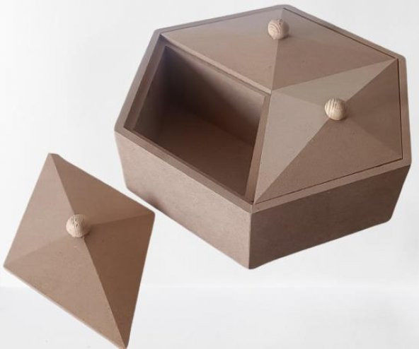 Hobi Adn 90251 Piramit Kutu Dekoratif Ahşap MDF HAM CNC Kesim El Yapım - 5
