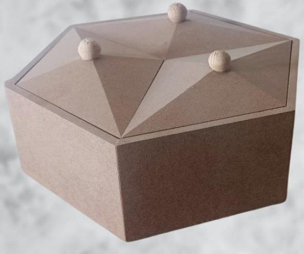 Hobi Adn 90251 Piramit Kutu Dekoratif Ahşap MDF HAM CNC Kesim El Yapım - 7
