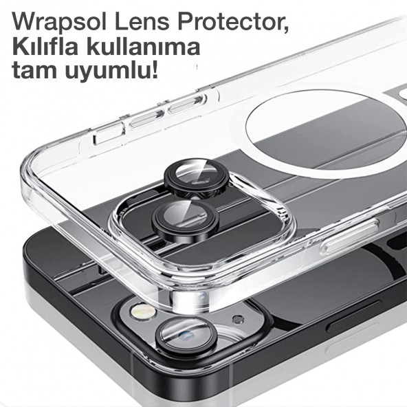 iPhone 15 Plus Siyah Kamera Lens Koruyucu Kolay Uygulama Aparatlı