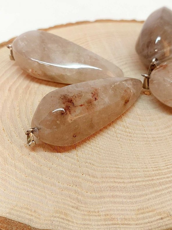 Büyük Boy Dumanlı Kuvars Taşı Pandül/Kolye Ucu - 3