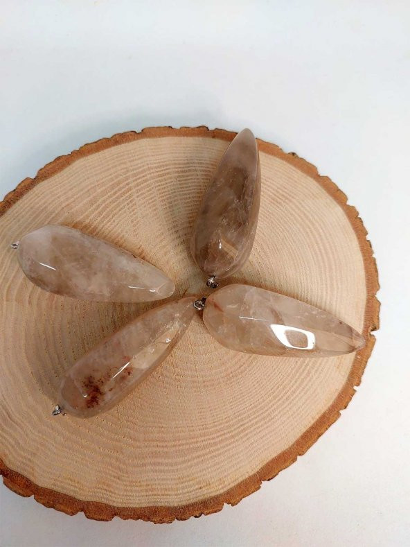 Büyük Boy Dumanlı Kuvars Taşı Pandül/Kolye Ucu - 5