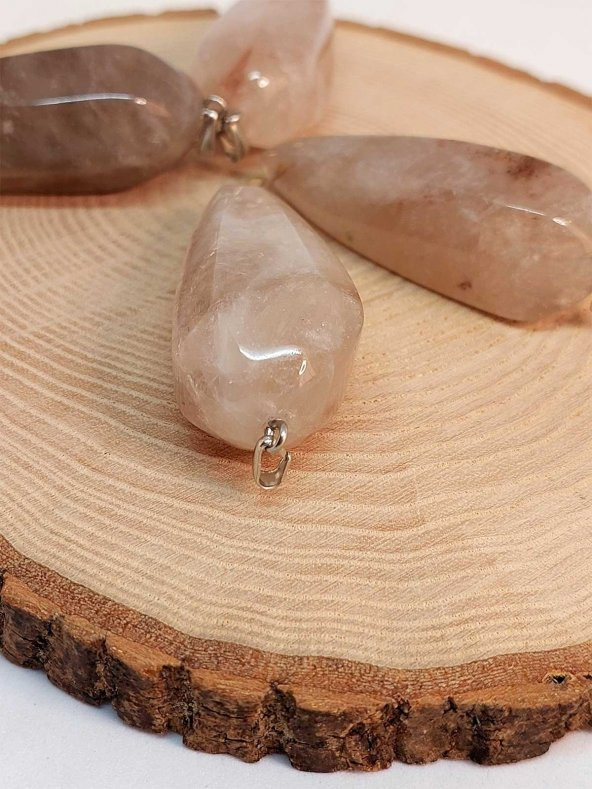 Büyük Boy Dumanlı Kuvars Taşı Pandül/Kolye Ucu - 6