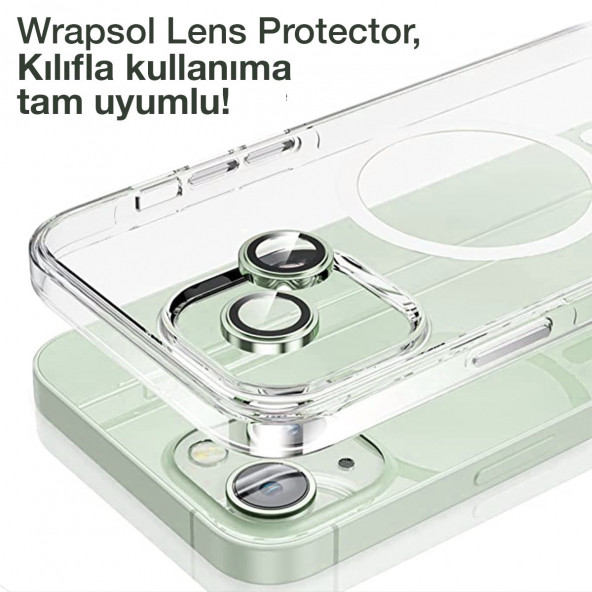 iPhone 15 Plus Yeşil Kamera Lens Koruyucu Kolay Uygulama Aparatlı