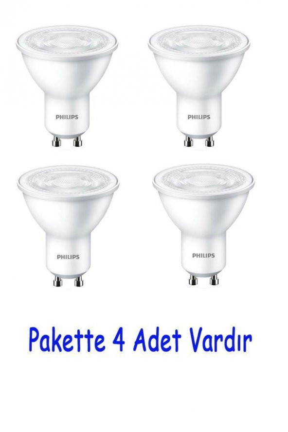 Philips Essential 4,7W (50W) Led Spot Ampul Beyaz 6500K - 4 Adet - 1