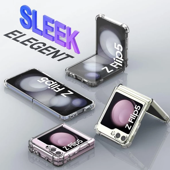 Gpack Samsung Galaxy Z Flip 5 Kılıf Wireless Şarj Özellikli Antishock Sert Silikon - 3