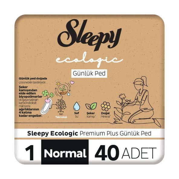 Sleepy Ecologic premium Plus Günlük Ped Normal 40 Adet Ped