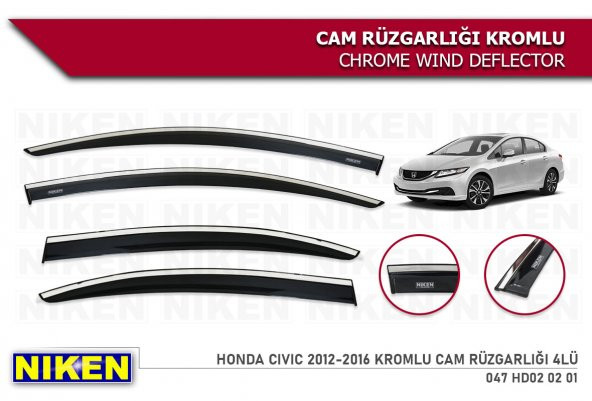 HONDA CİVİC 2012 2013 2014 2015 2016 KROMLU CAM RÜZGARLIĞI NİKEN