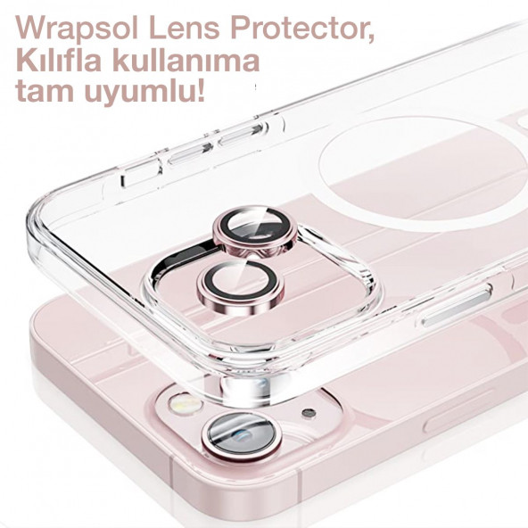 iPhone 15 Plus Pembe Kamera Lens Koruyucu Kolay Uygulama Aparatlı