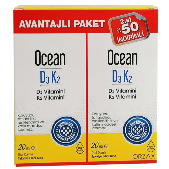 Ocean D3 K2 20 ml 2li Avantajlı Paket