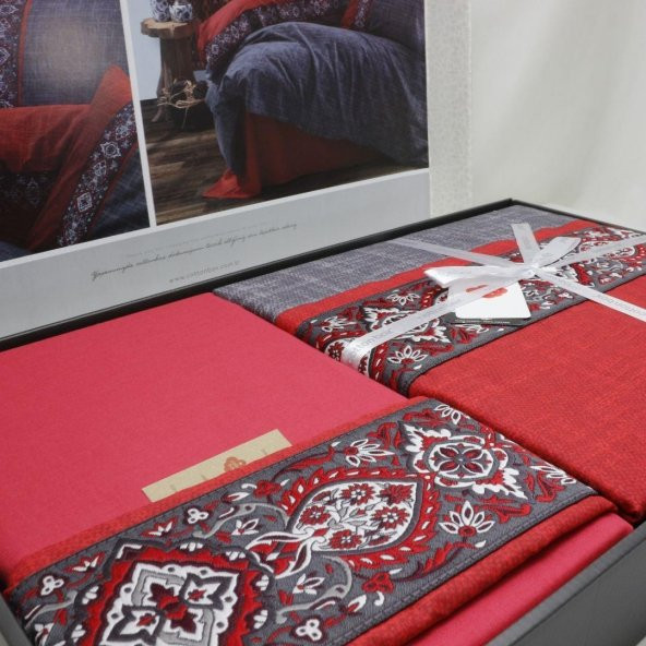 Cotton Box Folk Art Ranforce Çift Kişilik Nevresim Takımı Ardıl Kırmızı - 4