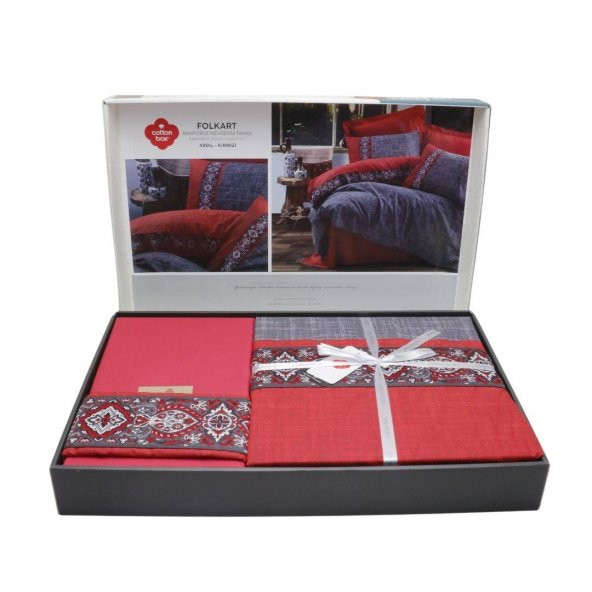 Cotton Box Folk Art Ranforce Çift Kişilik Nevresim Takımı Ardıl Kırmızı - 5